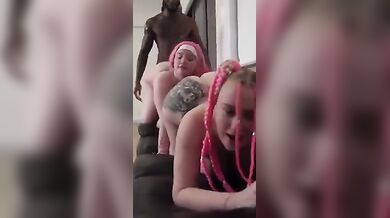 Two white chicks sharing bbc